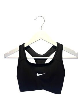 Nike Girl’s Black White Swoosh Sports Bra Size Small